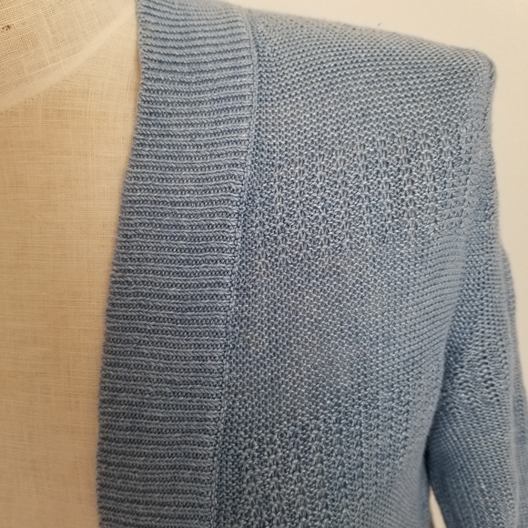 Talbots Blue Open-Front 100% Linen Cardigan Size Small - Picture 8 of 15